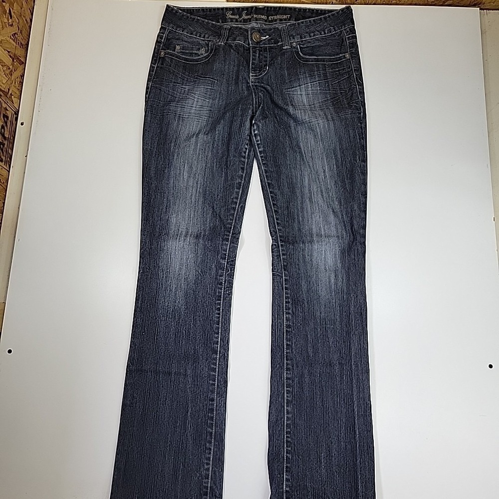 VTG GUESS Jeans Women's 32 Blue/Black‎ Skinny Denim  Stretch Boot Cut